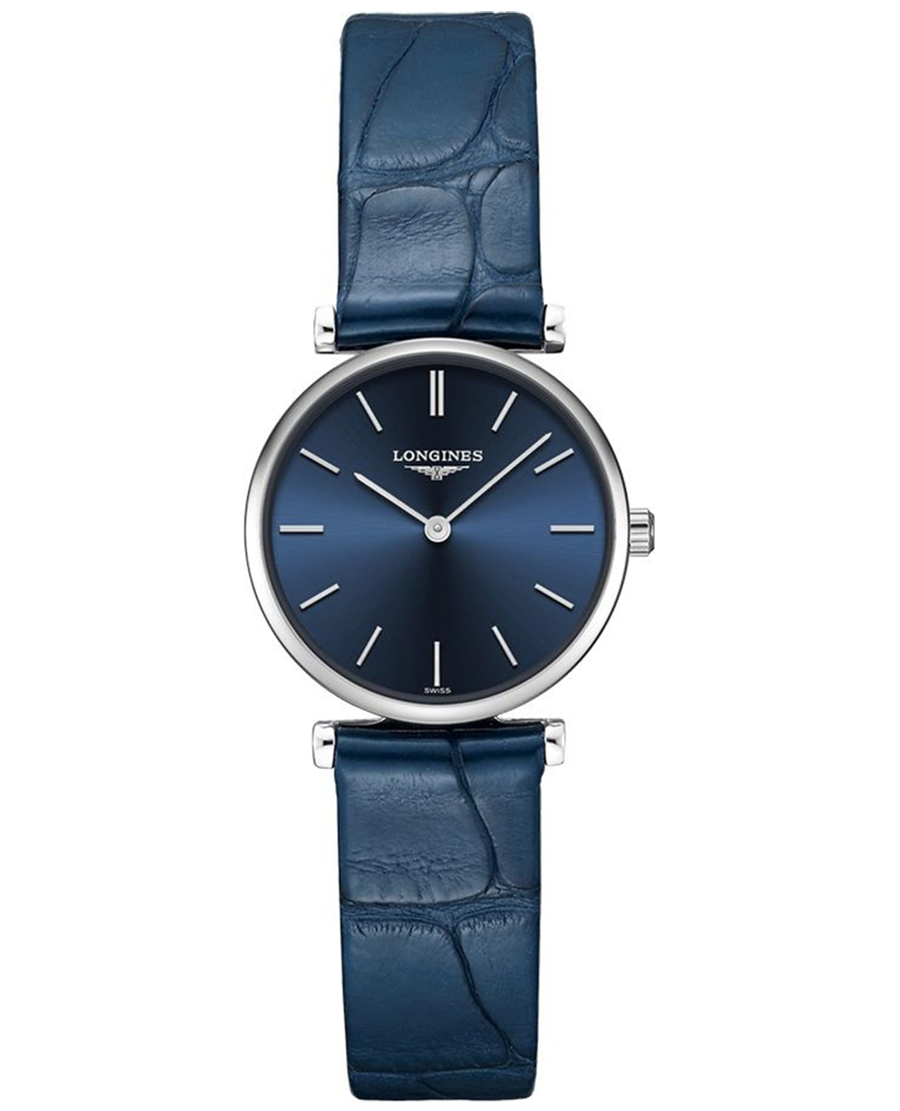 Longines Longines La Grande Classique L4.209.4.95.2  L42094952 кварцевые женские часы синий циферблат, браслет кожаный — вид спереди