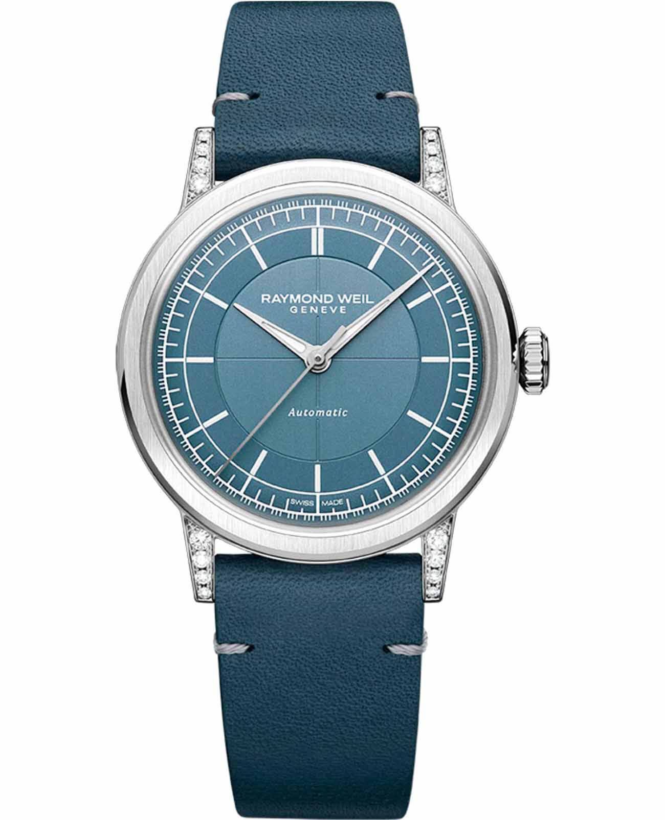 Raymond Weil Raymond Weil Millesime 2125-SCS-50011  2125-SCS-50011 механические женские часы синий циферблат, браслет кожаный — вид спереди