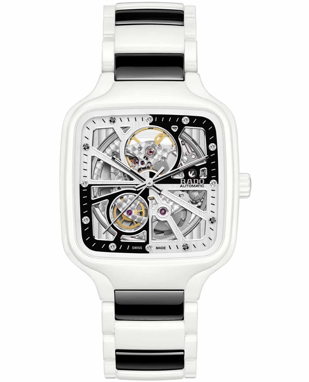 Rado Rado True Square Automatic Open Heart R27073752 Automatic R27073752 механические мужские часы  циферблат, браслет титан + высокотехнологичная плазменная керамика — вид спереди