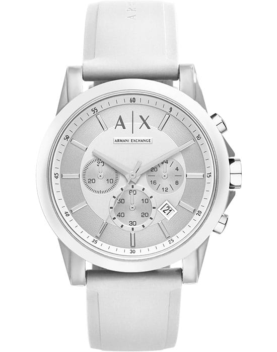 Armani Exchange Armani Exchange Cayde  AX1325  AX1325 кварцевые мужские часы белый циферблат, браслет силикон — вид спереди