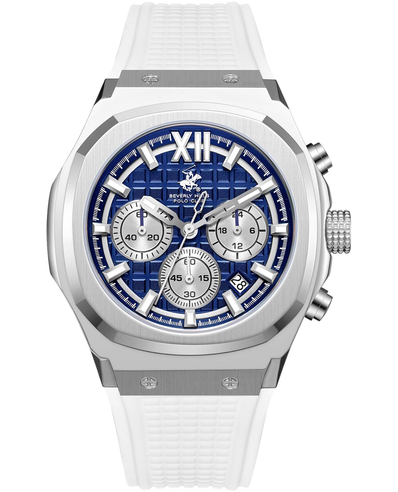 Beverly Hills Polo Club Beverly Hills Polo Club BP3785X.393  BP3785X.393 кварцевые мужские часы синий циферблат, браслет каучук — вид спереди