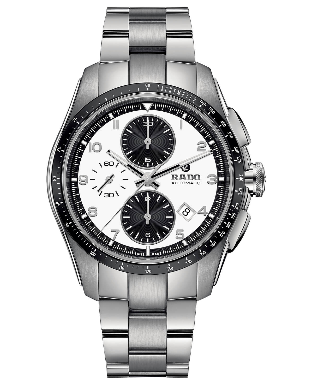 Rado Rado Hyperchrome Automatic Chronograph R32042103 Automatic R32042103 механические мужские часы белый циферблат, браслет нержавеющая сталь — вид спереди