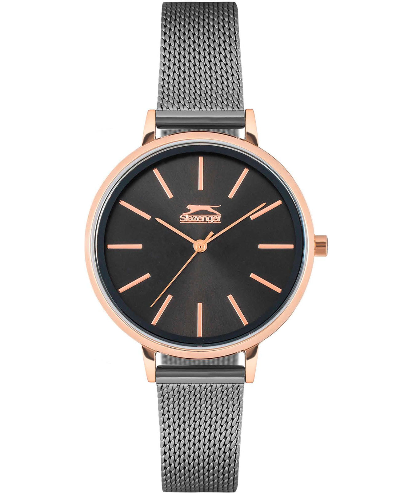 Slazenger Slazenger SL.09.6231.3.01  SL.09.6231.3.01 кварцевые женские часы черный циферблат, браслет суперметалл с ip покрытием — вид спереди