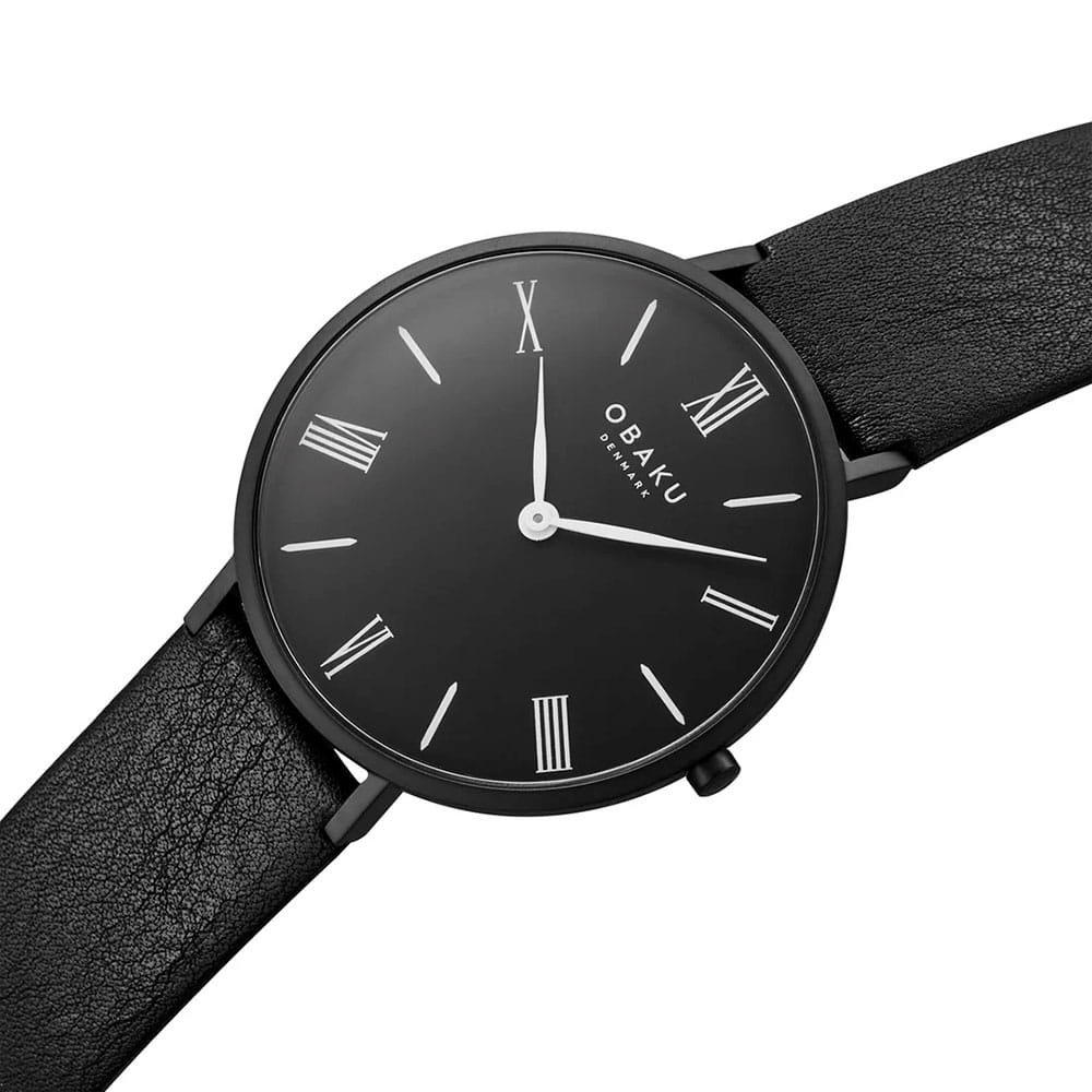 Obaku Obaku Leather V283GXBBRB , наручные мужские часы фото под углом