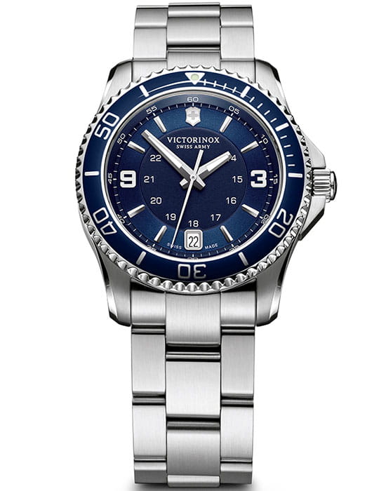 Victorinox Victorinox 241609  241609 кварцевые женские часы синий циферблат, браслет нержавеющая сталь — вид спереди