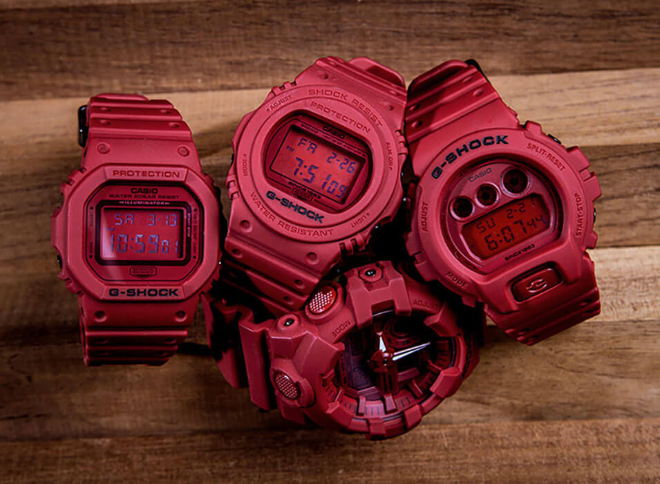 Casio Casio G-Shock DW-6935C-4 электронные мужские часы часы крупный план красный циферблата