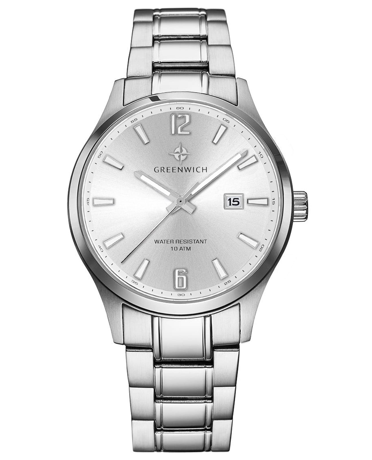 Greenwich Greenwich Octopus GW 051.10.33  GW 051.10.33 кварцевые мужские часы серый циферблат, браслет нержавеющая сталь — вид спереди