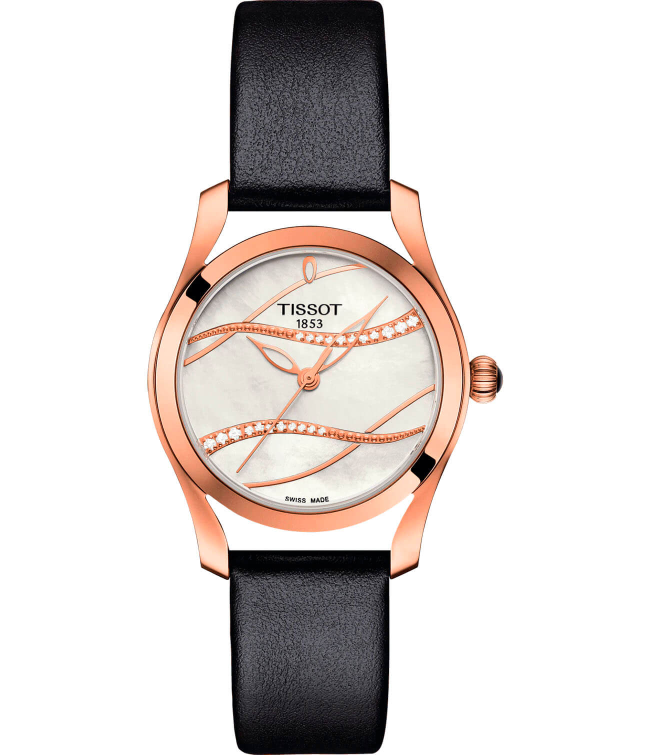 Tissot Tissot T-Wave T112.210.36.111.00 T Wave T1122103611100 кварцевые женские часы перламутровый циферблат, браслет кожаный — вид спереди