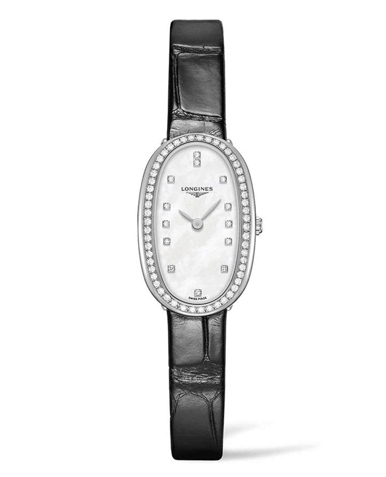 Longines Longines Symphonette L2.305.0.87.0  L23050870 кварцевые женские часы перламутровый циферблат, браслет кожаный — вид спереди
