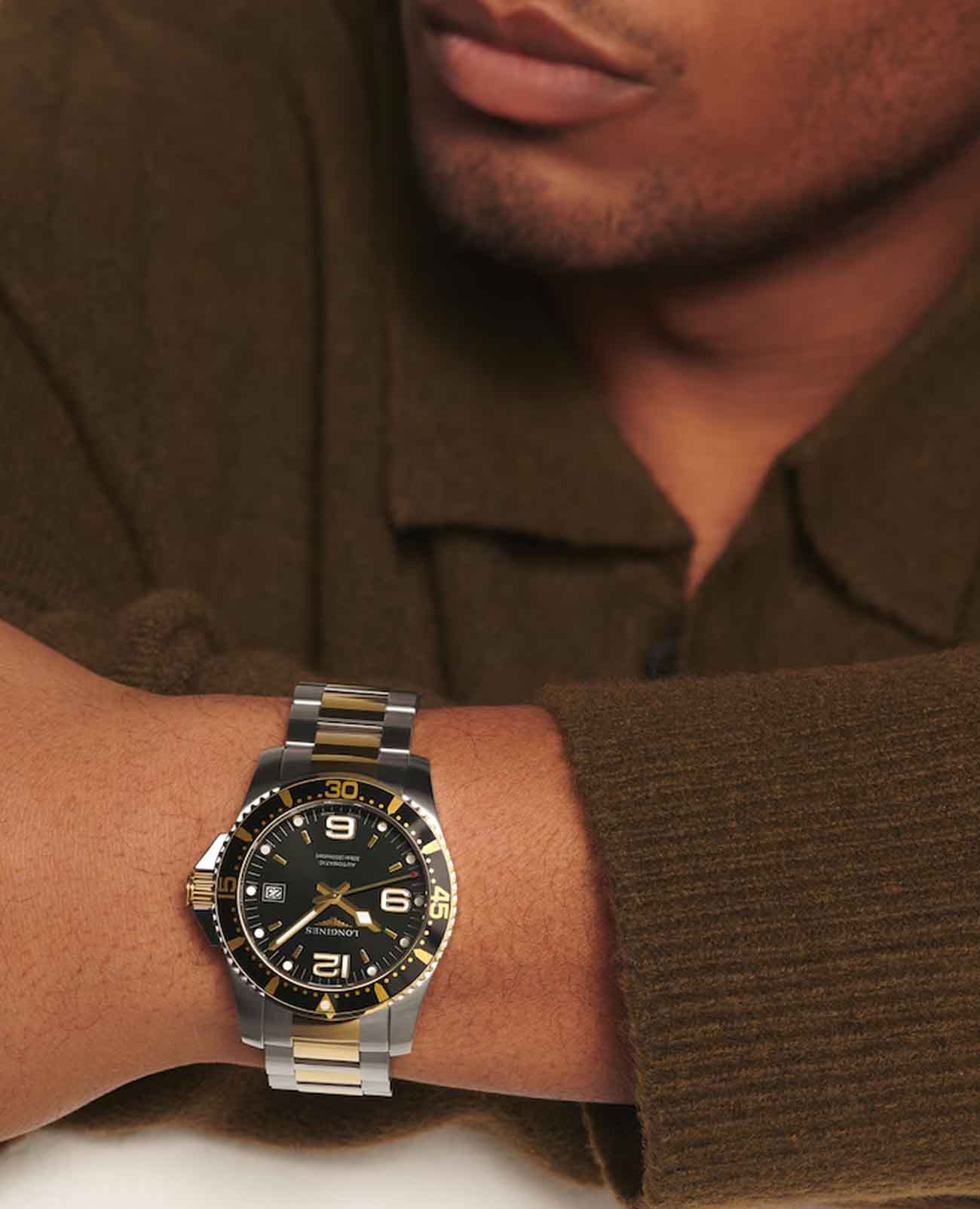 Longines Longines Hydroconquest L3.742.3.56.7 механические мужские часы часы крупный план черный циферблата