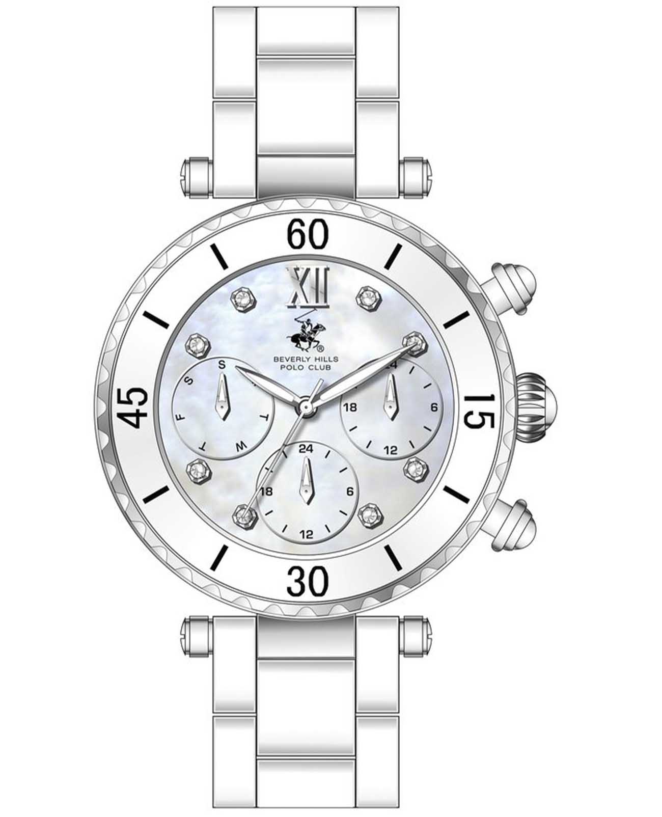 Beverly Hills Polo Club Beverly Hills Polo Club BP3774X.320  BP3774X.320 кварцевые женские часы белый циферблат, браслет керамика — вид спереди
