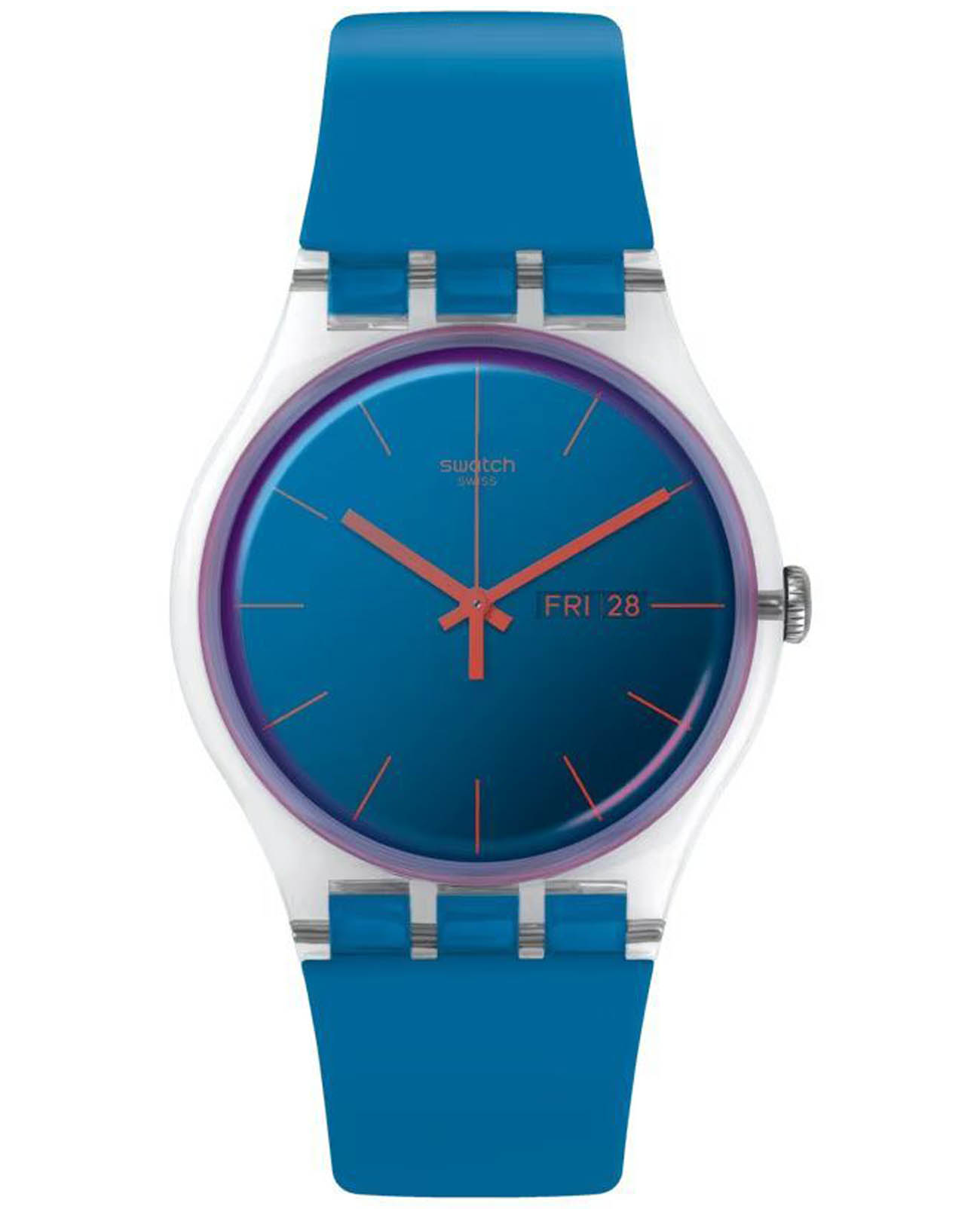 Swatch Swatch New Gent Biosourced SO29K702  SO29K702 кварцевые мужские часы голубой циферблат, браслет силикон — вид спереди