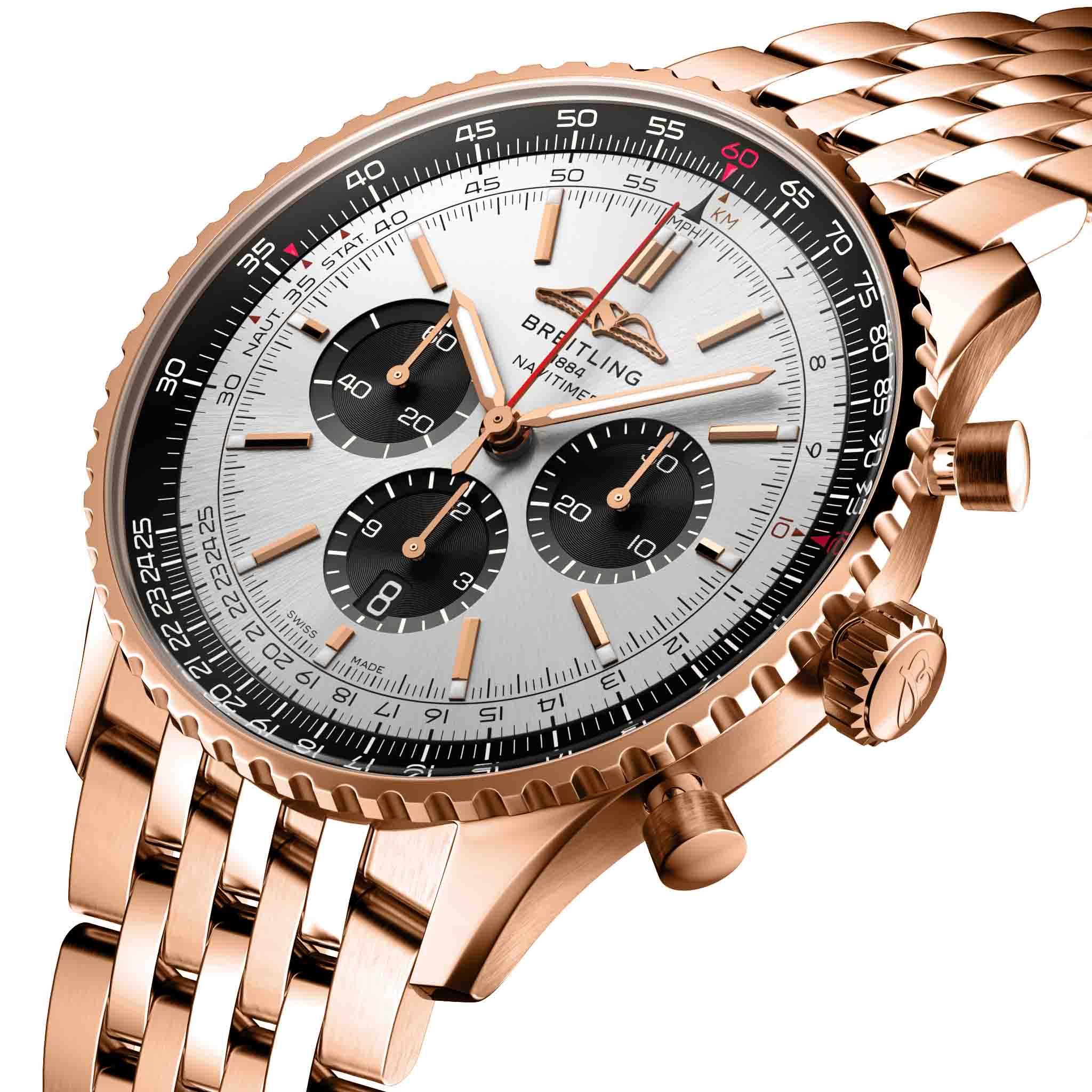 Breitling Breitling Navitimer B01 Chronograph 46 RB0137241G1R1 механические мужские часы часы крупный план серебристый циферблата