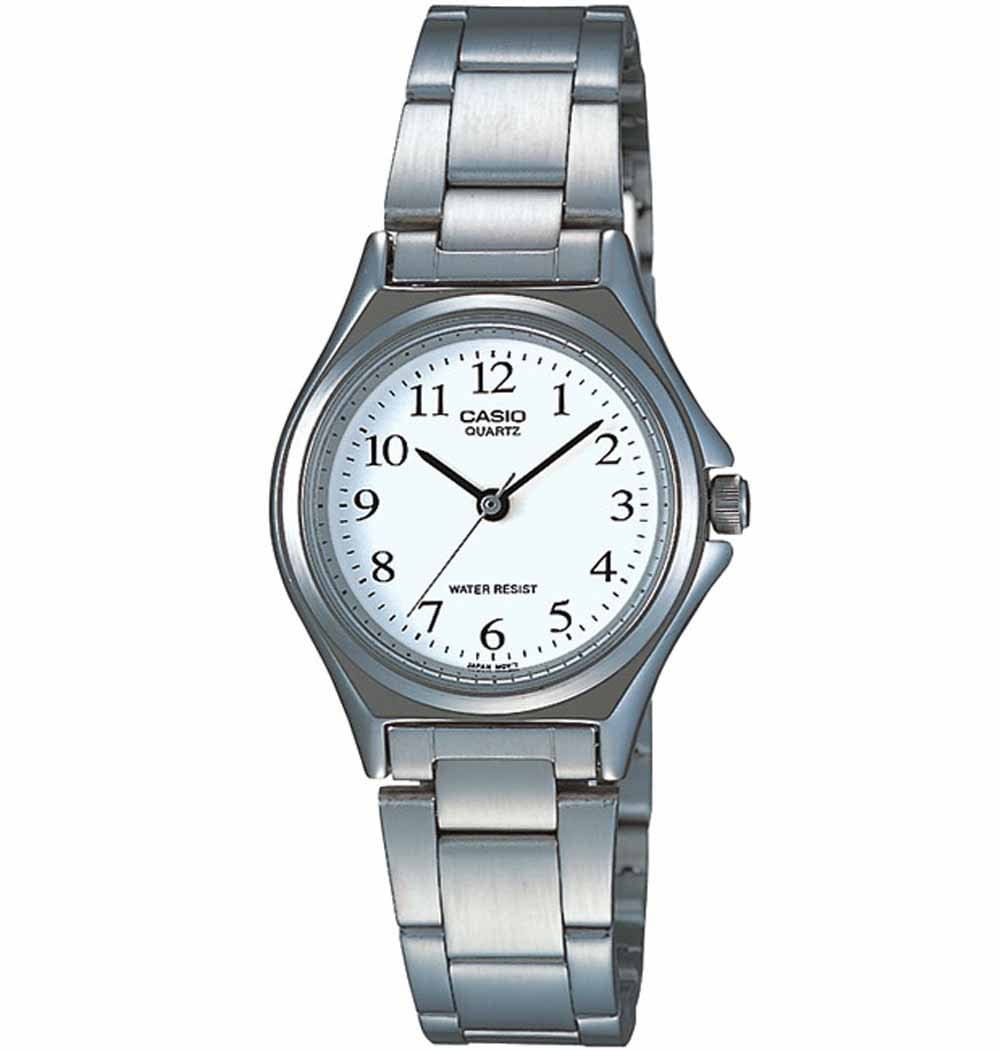 Casio Casio LTP-1130A-7B  LTP-1130A-7B кварцевые женские часы белый циферблат, браслет  — вид спереди