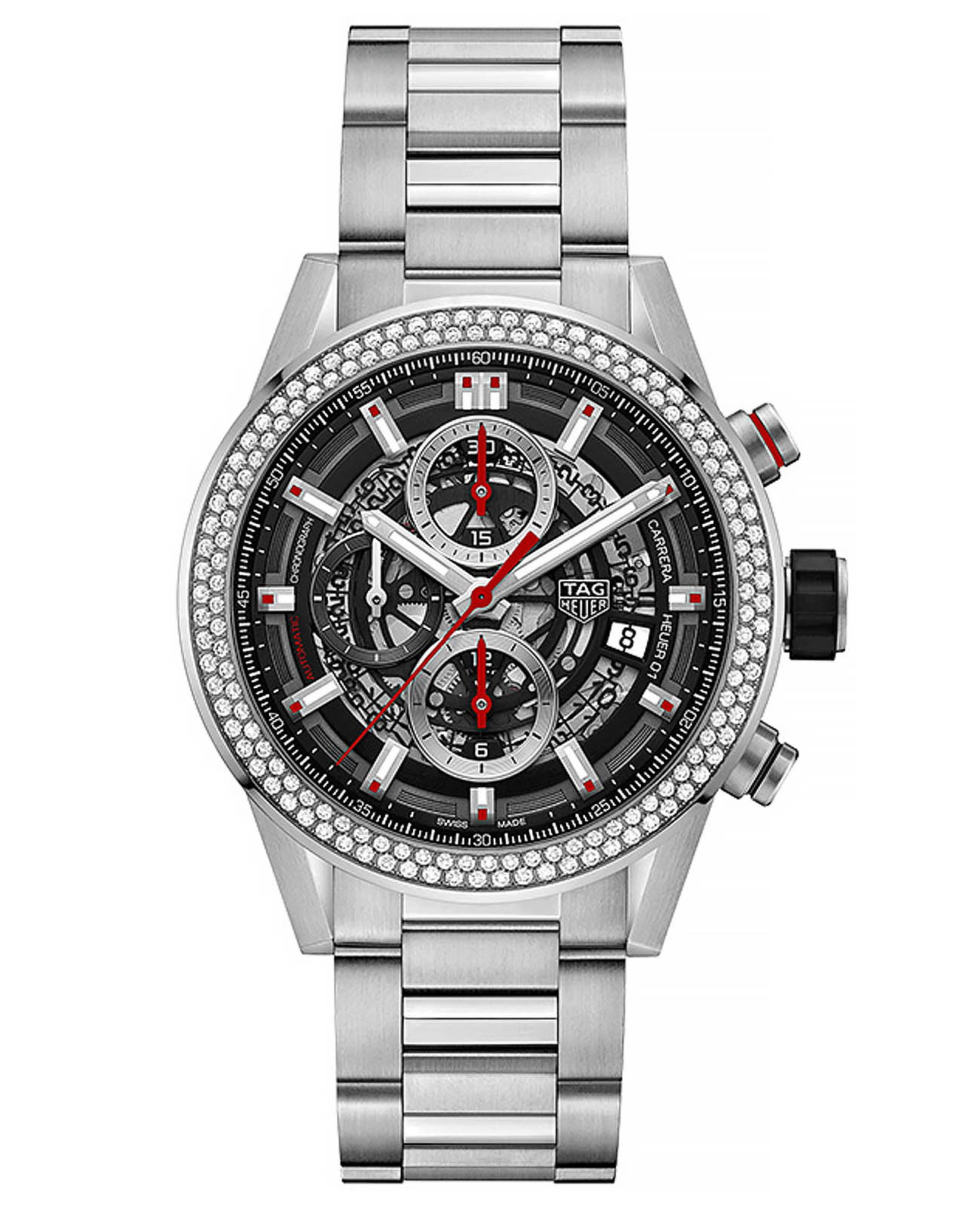 TAG Heuer TAG Heuer Carrera CAR201P.BA0766  CAR201P.BA0766 механические мужские часы серый циферблат, браслет нержавеющая сталь — вид спереди