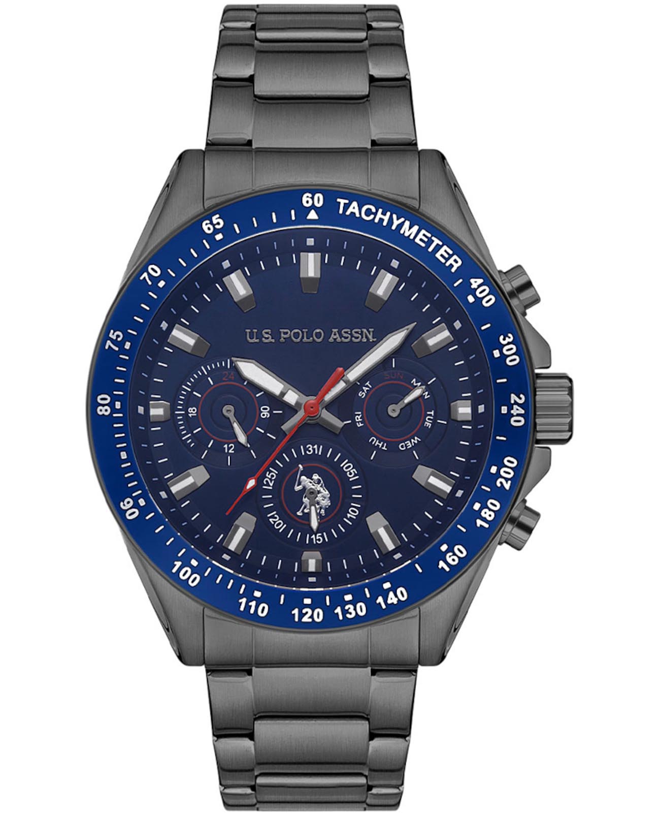 U.S. Polo Assn. U.S. Polo Assn. Crossing USPA1040-08  USPA1040-08 кварцевые мужские часы синий циферблат, браслет нержавеющая сталь 316l — вид спереди