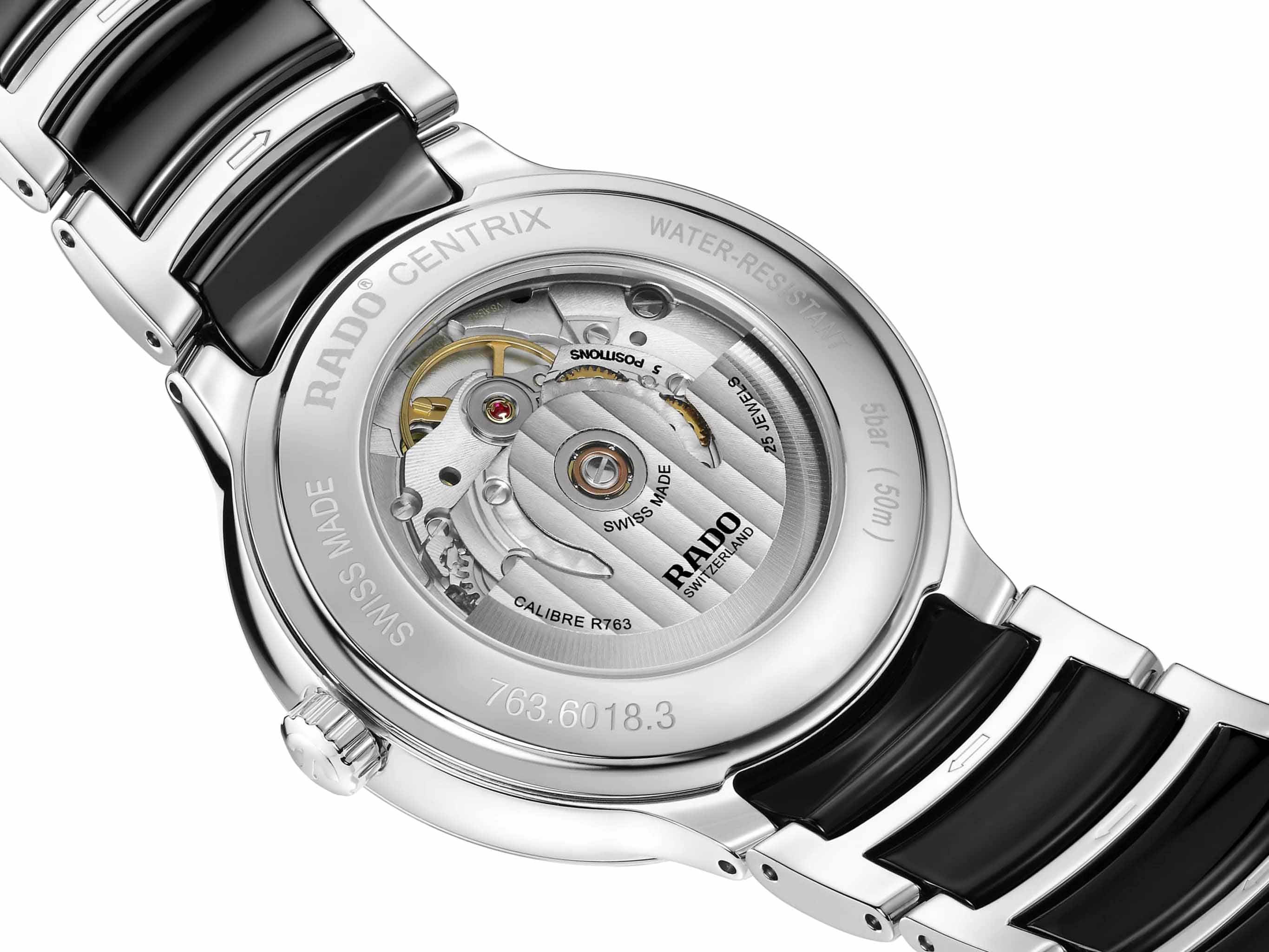 Rado Rado Centrix Automatic R30018742, centrix швейцария мужские часы на браслете сталь + высокотехнологичная плазменная керамика боковой вид