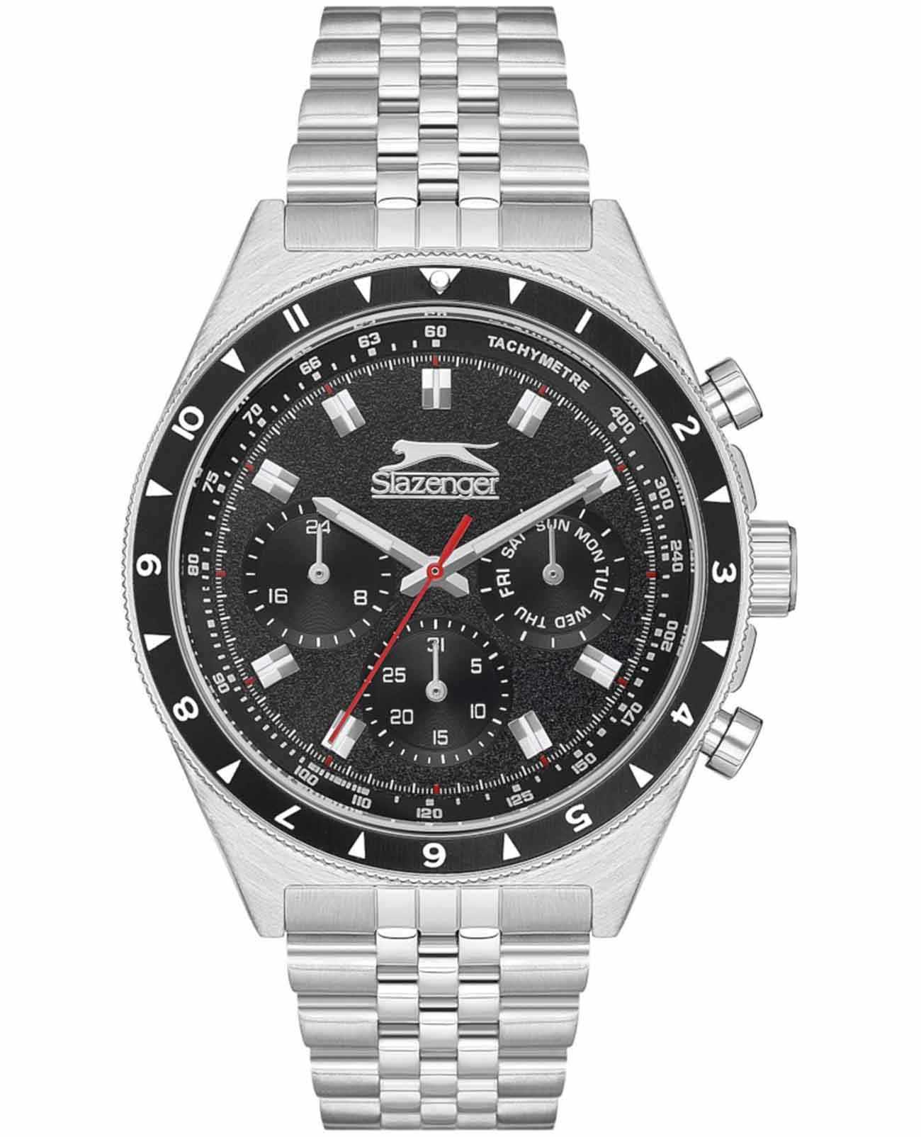 Slazenger Slazenger SL.09.2248.2.01  SL.09.2248.2.01 кварцевые мужские часы черный циферблат, браслет нержавеющая сталь — вид спереди