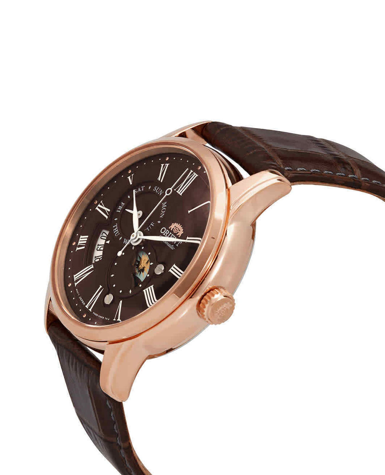 Orient Orient Sun & Moon RA-AK0009T (RN-AK0009T), sun and moon япония мужские часы на браслете кожаный боковой вид