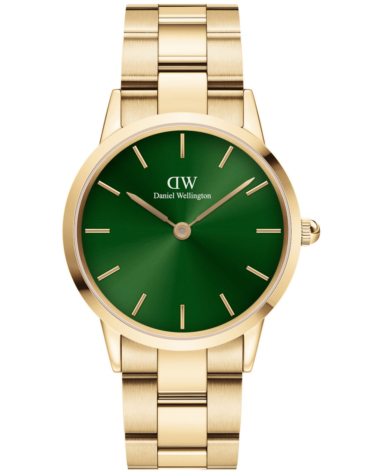 Daniel Wellington Daniel Wellington Iconic Link Emerald DW00100553  DW00100553 кварцевые женские часы зеленый циферблат, браслет сталь c pvd покрытием — вид спереди