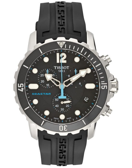 Tissot Tissot Seastar 1000 T066.417.17.057.00 Seastar 1000 T0664171705700 кварцевые мужские часы черный циферблат, браслет карбон + полимер — вид спереди