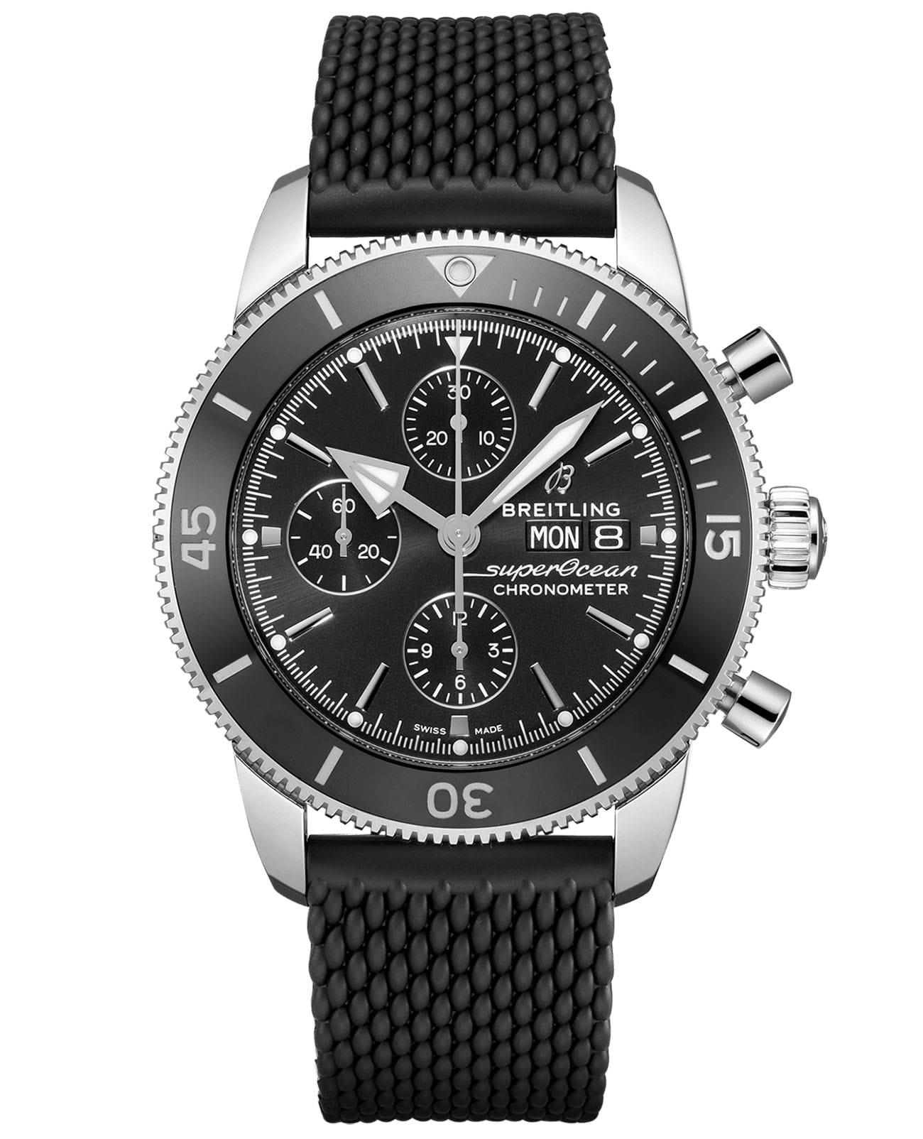 Breitling Breitling Superocean Heritage Chronograph 44 A13313121B1S1  A13313121B1S1 механические мужские часы черный циферблат, браслет каучук — вид спереди