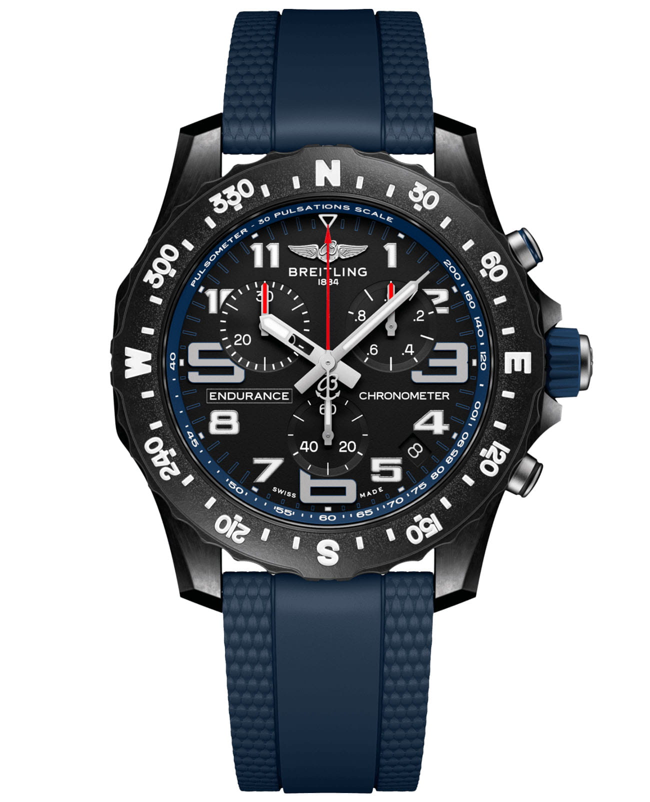 Breitling Breitling Endurance Pro 44 X82310D51B1S2  X82310D51B1S2 кварцевые мужские часы черный циферблат, браслет каучук — вид спереди