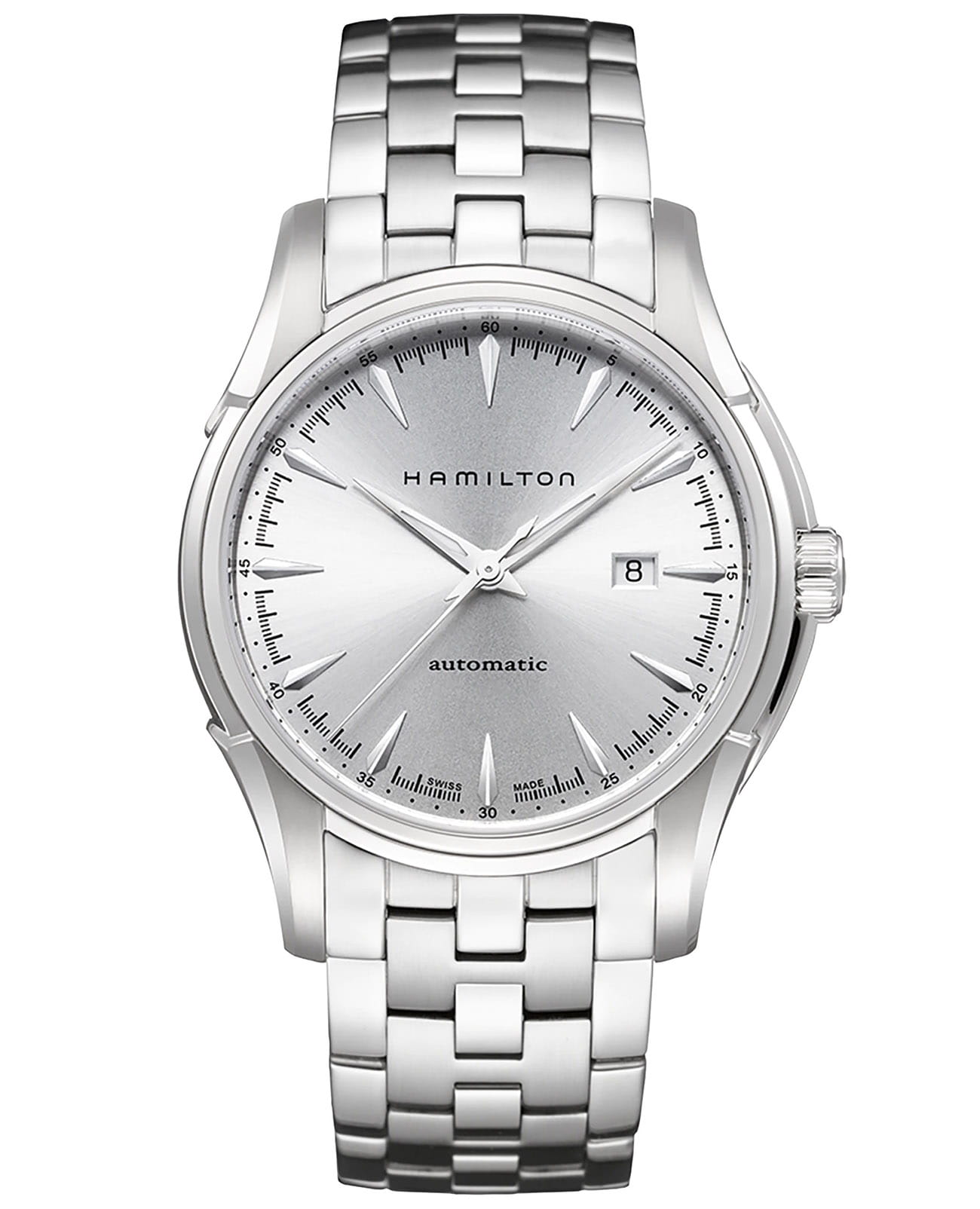 Hamilton Hamilton Jazzmaster Viewmatic Auto H32715151  H32715151 механические мужские часы серебристый циферблат, браслет нержавеющая сталь — вид спереди