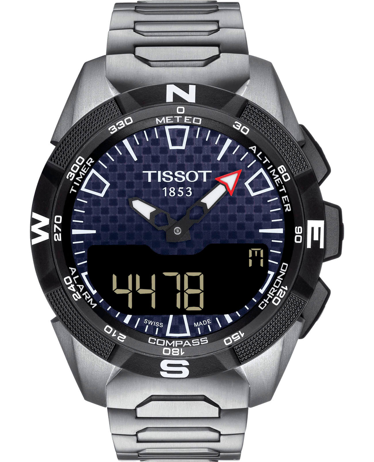 Tissot Tissot T-Touch Expert Solar II T110.420.44.051.00 T Touch T1104204405100 кварцевые мужские часы синий циферблат, браслет титановый — вид спереди