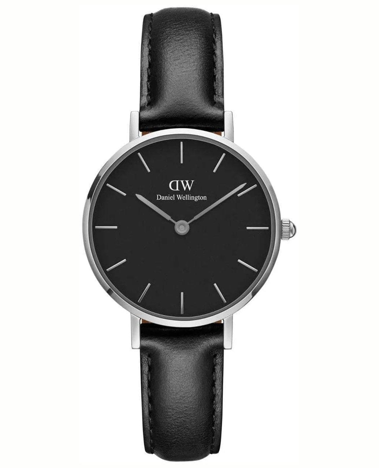 Daniel Wellington Daniel Wellington Petite Sheffield DW00100236  DW00100236 кварцевые женские часы черный циферблат, браслет кожаный — вид спереди