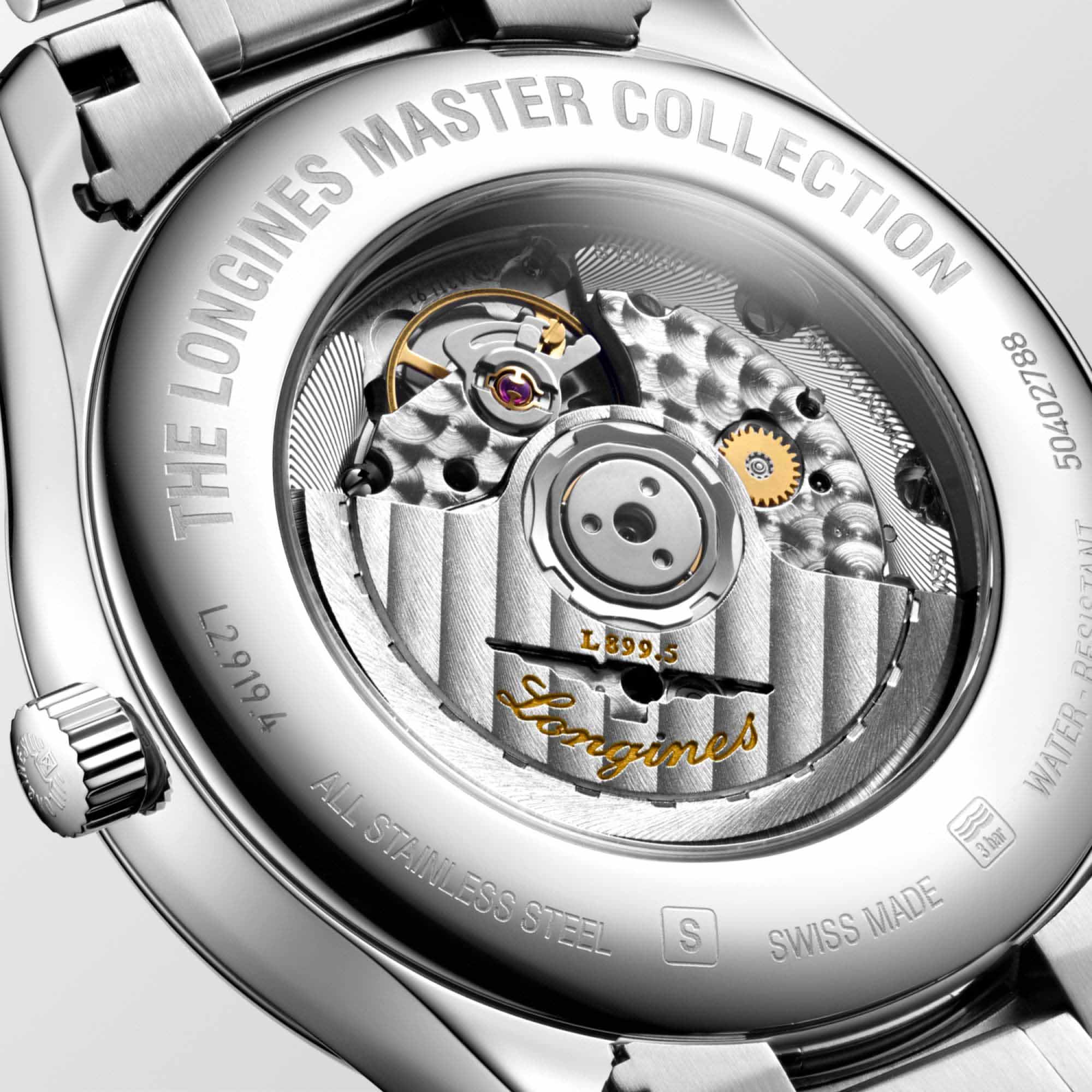 Longines Longines Master Collection L2.919.4.97.6 механические мужские часы часы крупный план синий циферблата
