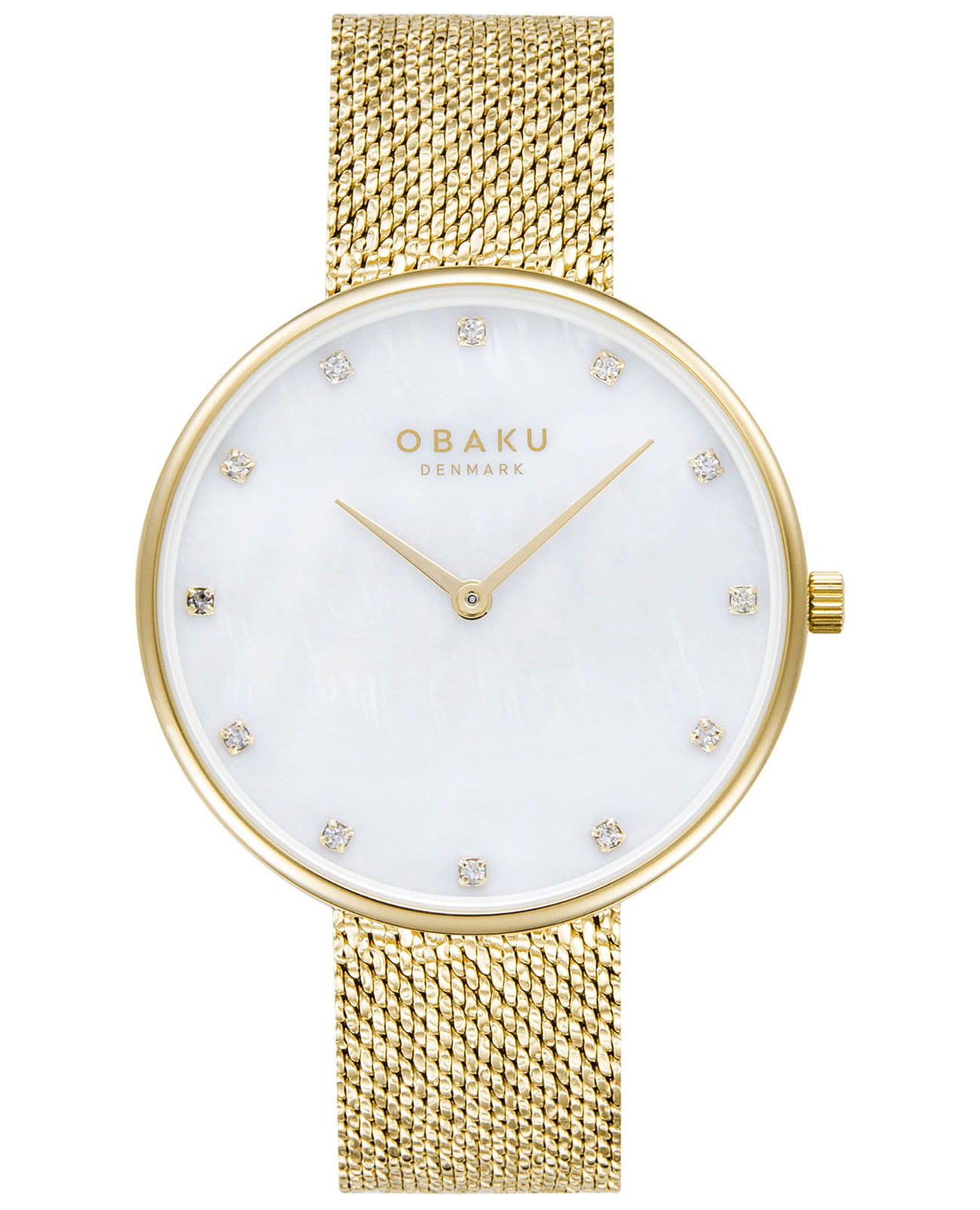 Obaku Obaku Mesh V288LXGWHG  V288LXGWHG кварцевые женские часы перламутровый циферблат, браслет сталь с ip покрытием — вид спереди