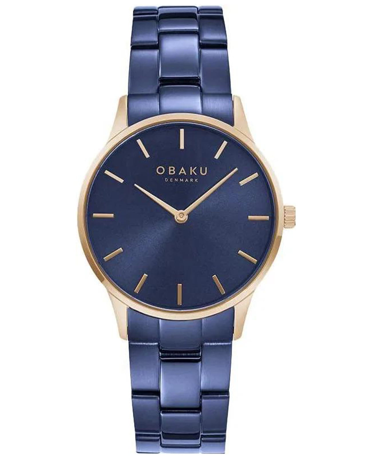 Obaku Obaku Links V247LXVLSL  V247LXVLSL кварцевые женские часы синий циферблат, браслет сталь с ip покрытием — вид спереди