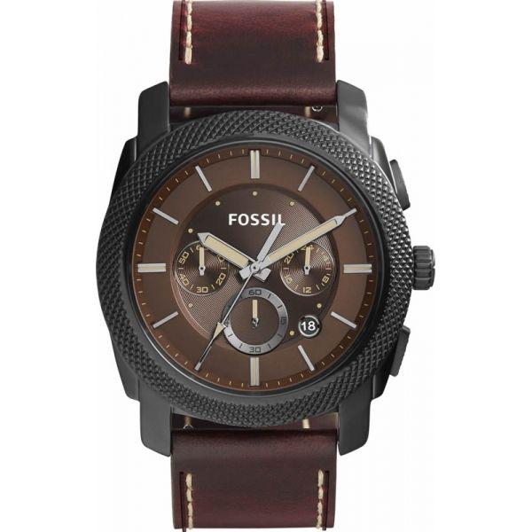 Fossil Fossil Bannon  FS5121  FS5121 кварцевые мужские часы коричневый циферблат, браслет кожа + текстиль — вид спереди