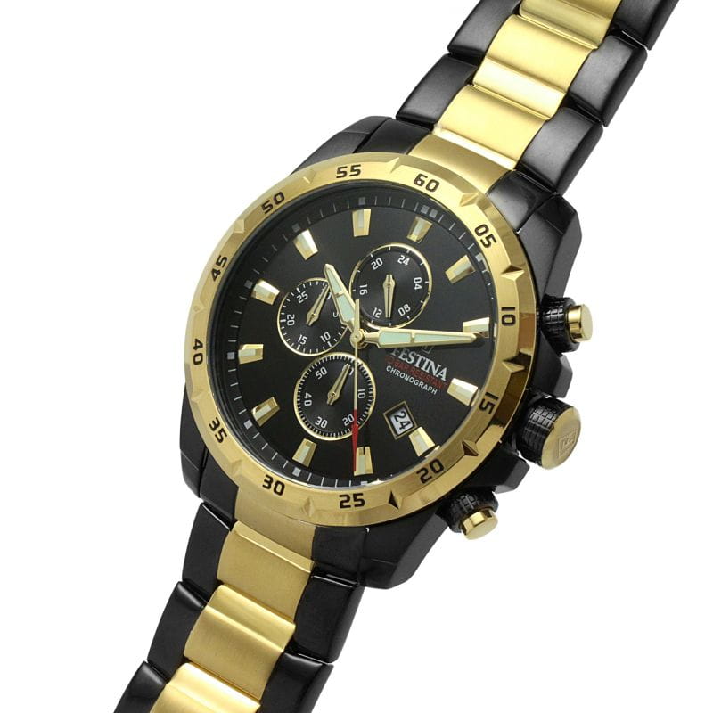 Festina Festina Chrono Sport F20563/1,  испания мужские часы на браслете сталь c pvd покрытием боковой вид