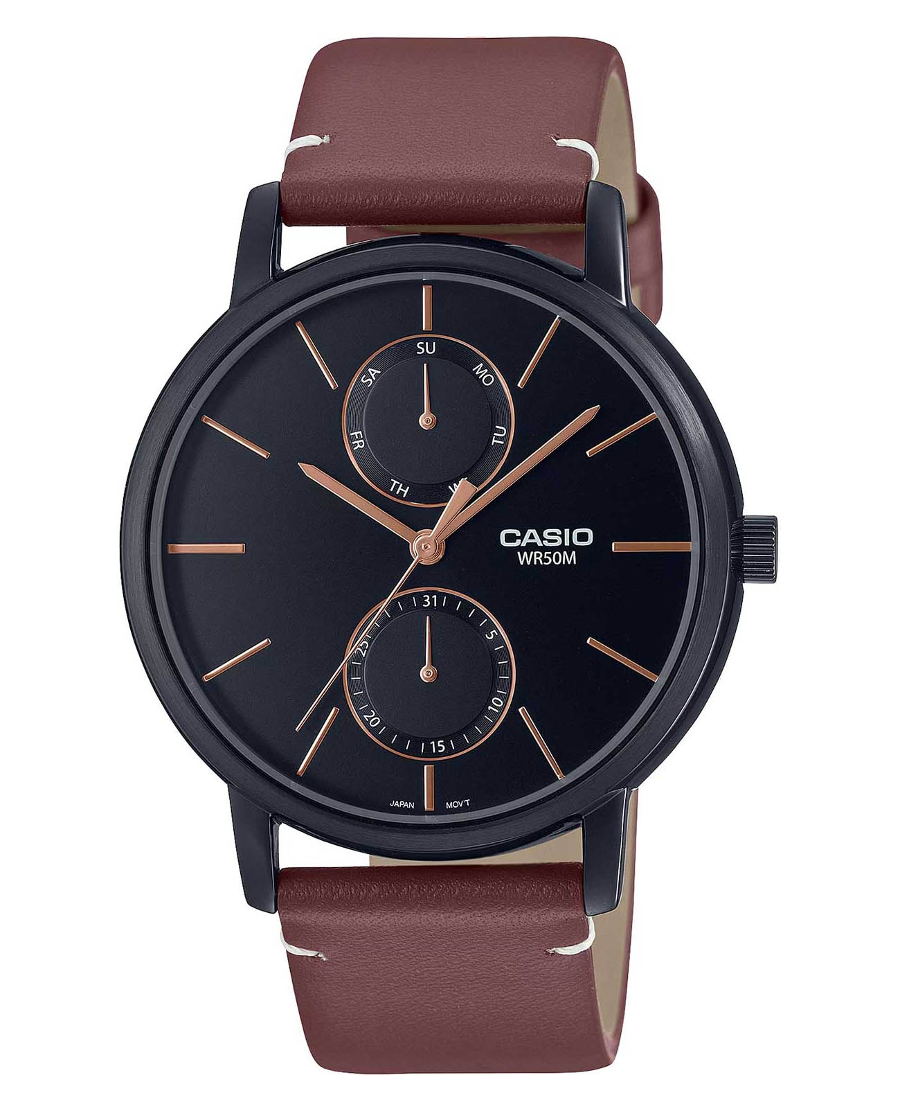 Casio Casio Collection MTP-B310BL-5A  MTP-B310BL-5A кварцевые мужские часы черный циферблат, браслет кожаный — вид спереди