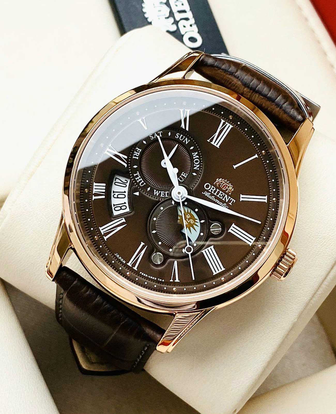 Orient Orient Sun & Moon RA-AK0009T (RN-AK0009T)  — детали корпуса и кожаный