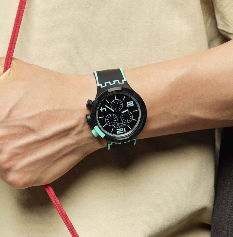 Swatch Swatch Big Bold Chrono Pay! SB02B100-5300 кварцевые мужские часы часы крупный план черный циферблата