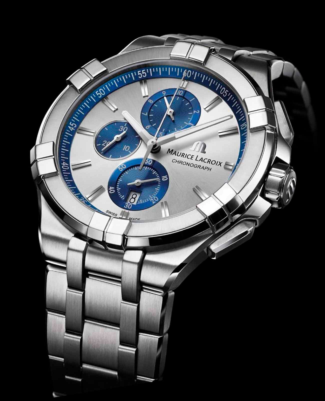 Maurice Lacroix Maurice Lacroix Aikon Chronograph AI1018-SS002-131-1, aikon швейцария мужские часы на браслете нержавеющая сталь боковой вид