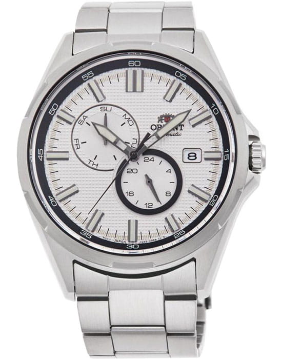 Orient Orient RA-AK0603S1 (RN-AK0603S)  RA-AK0603S механические мужские часы белый циферблат, браслет нержавеющая сталь — вид спереди
