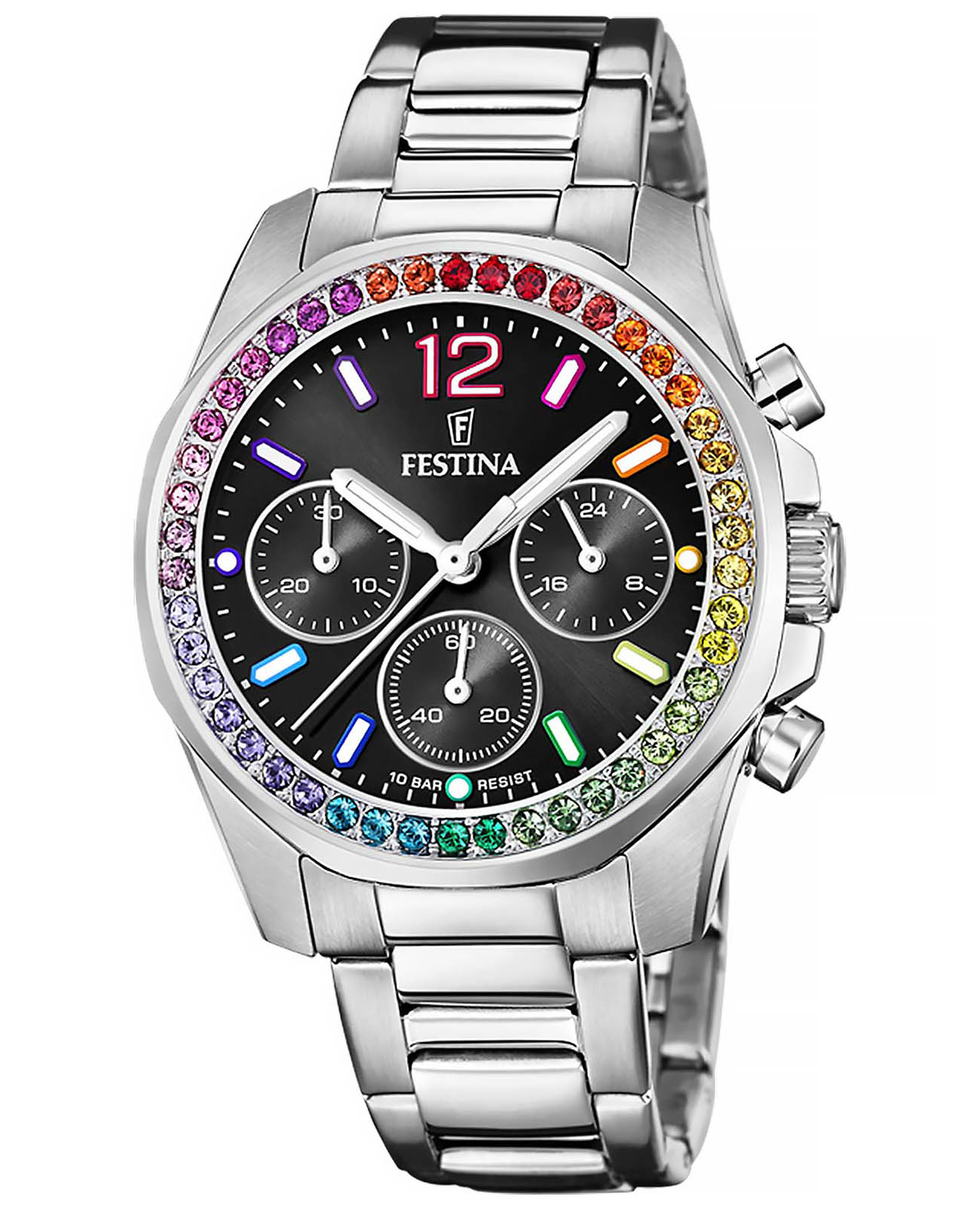 Festina Festina Boyfriend F20606/3  F20606/3 кварцевые женские часы черный циферблат, браслет нержавеющая сталь — вид спереди