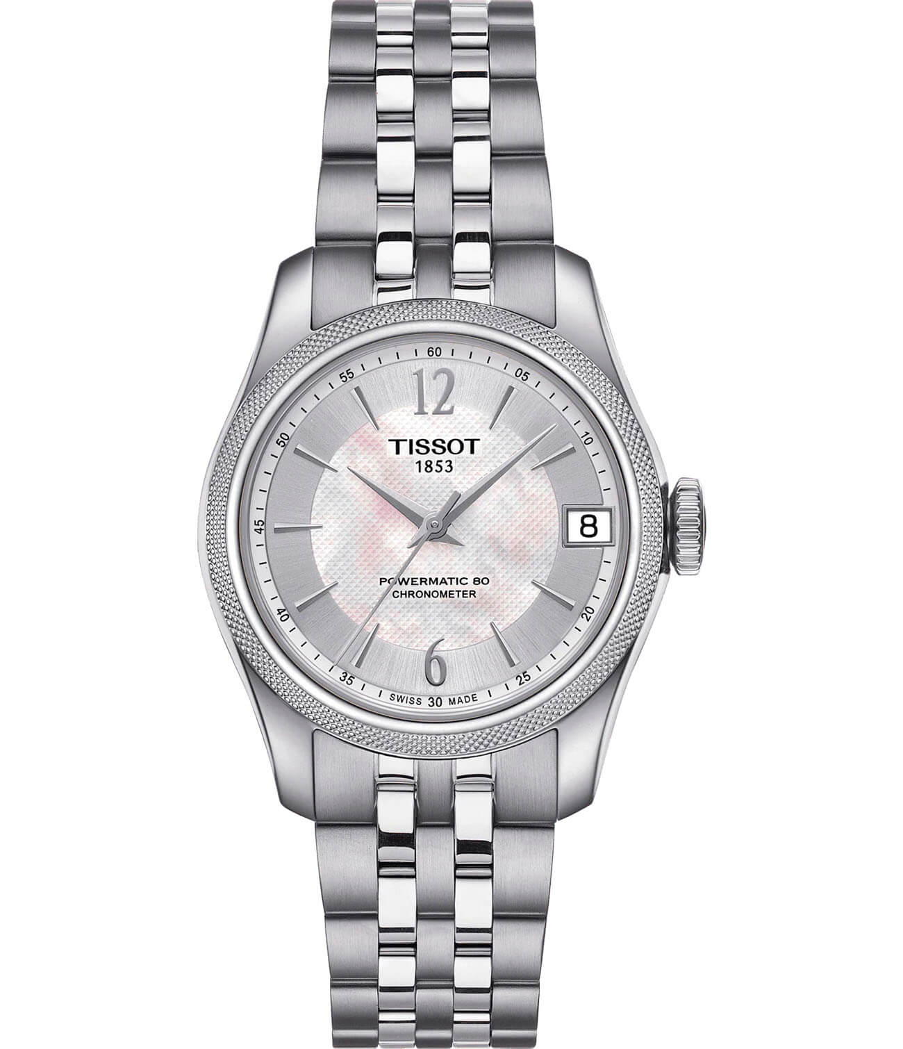 Tissot Tissot Ballade Powermatic 80 COSC Lady T108.208.11.117.00 Ballade T1082081111700 механические женские часы перламутровый циферблат, браслет нержавеющая сталь — вид спереди
