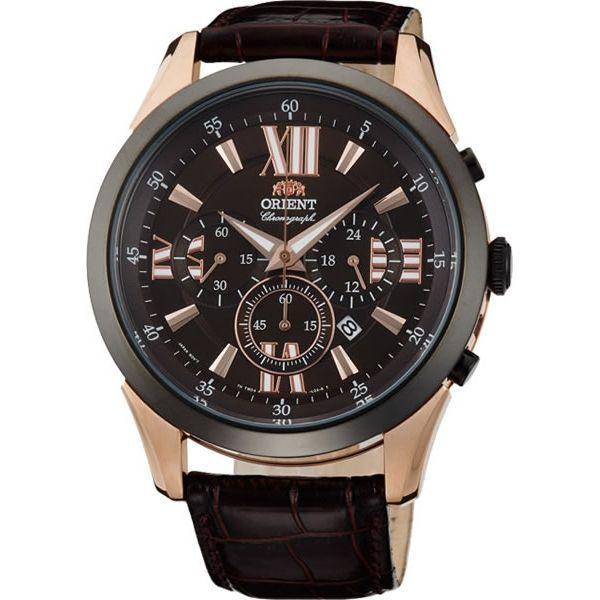 Orient Orient TW04004T (FTW04004T)  FTW04004T  мужские часы коричневый циферблат, браслет кожа + текстиль — вид спереди