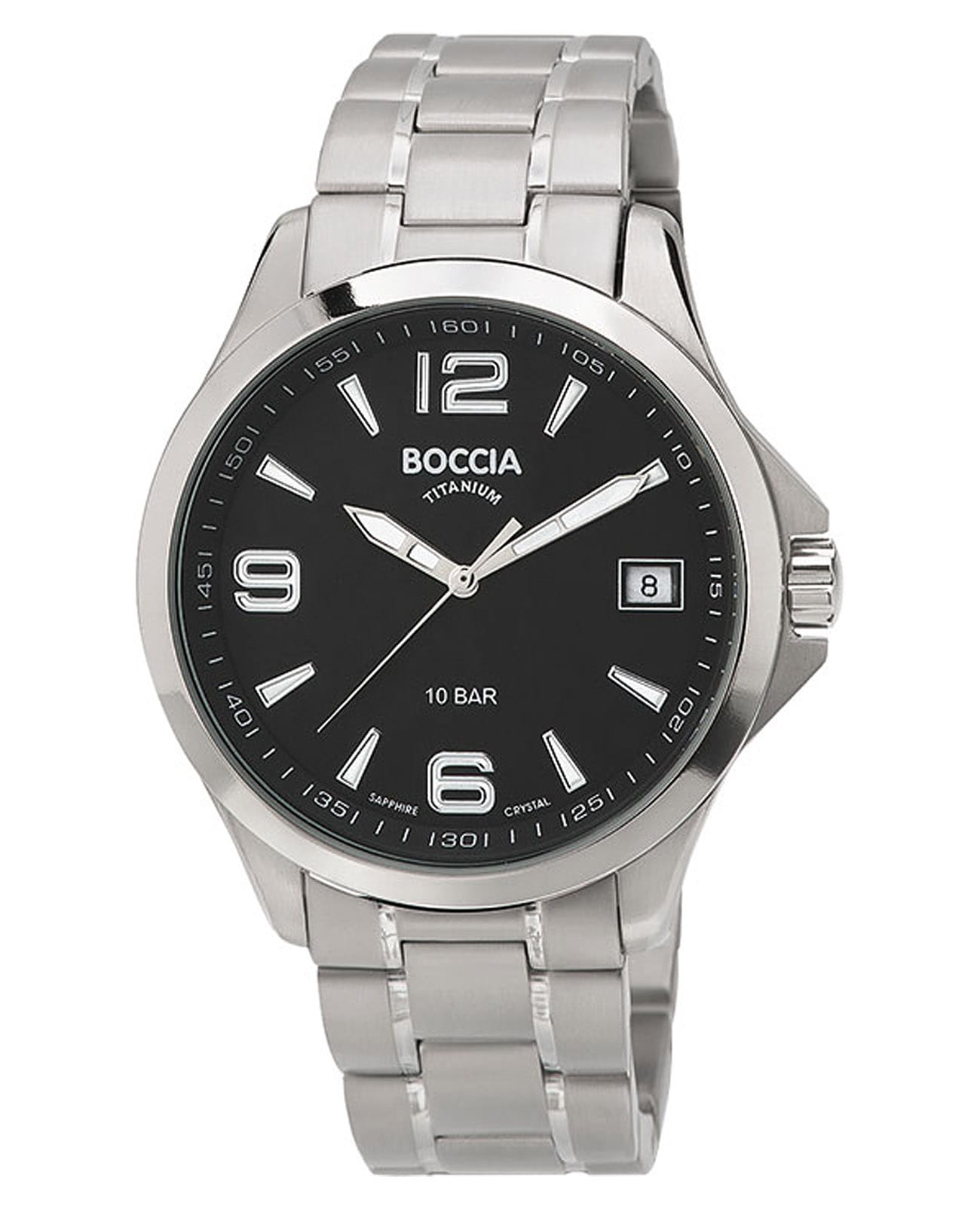Boccia Titanium Boccia Titanium Circle-Oval 3591-02  3591-02 кварцевые мужские часы черный циферблат, браслет титановый — вид спереди