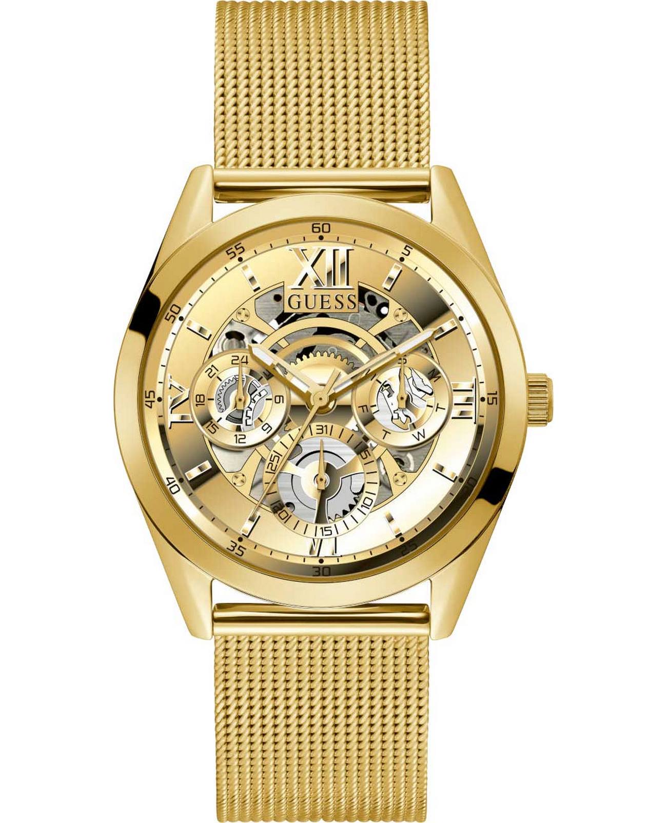 Guess Guess Dress Steel GW0368G2  GW0368G2 кварцевые мужские часы золотой циферблат, браслет нержавеющая сталь — вид спереди