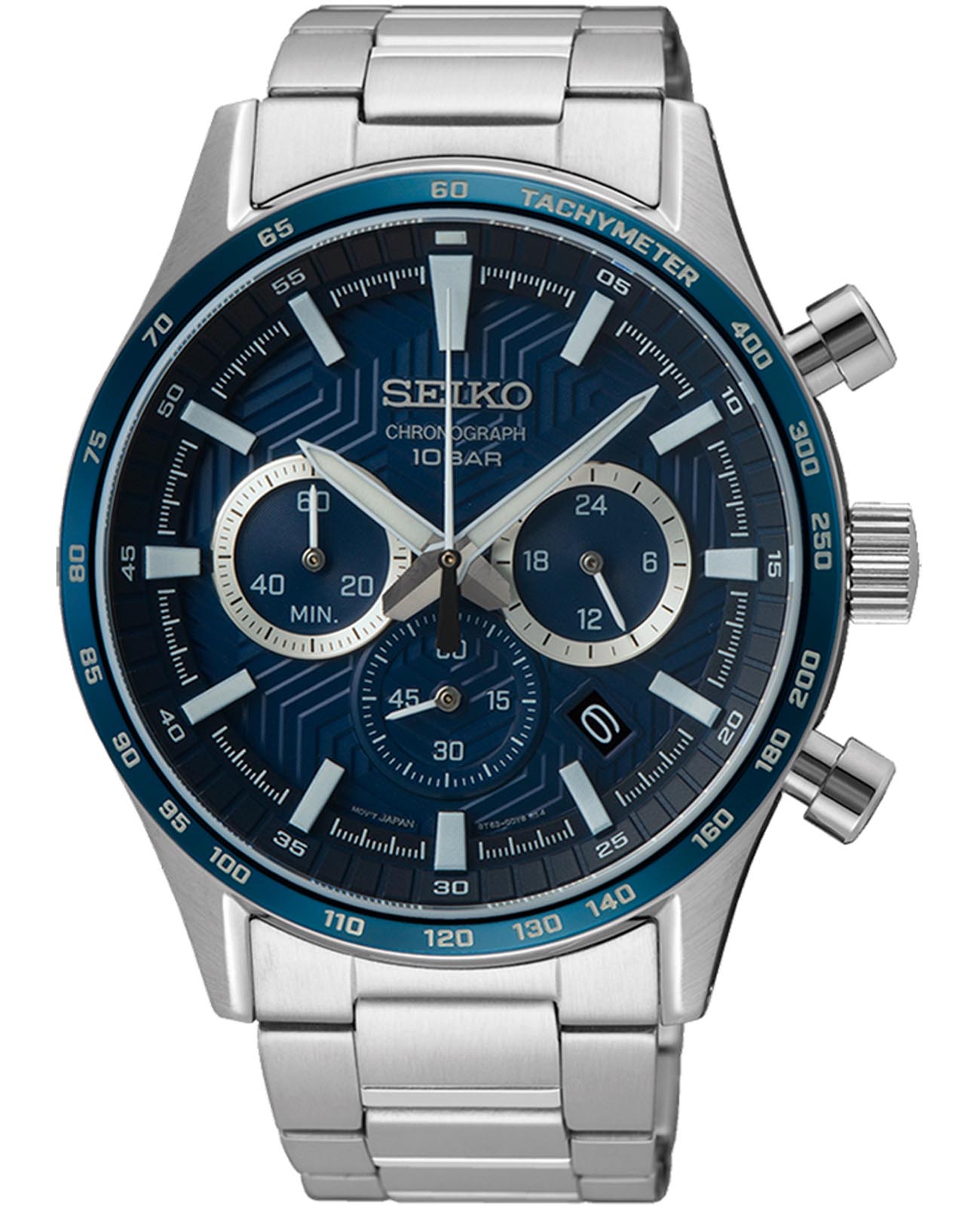 Seiko Seiko Discover More SSB445P1  SSB445P1 кварцевые мужские часы синий циферблат, браслет нержавеющая сталь — вид спереди