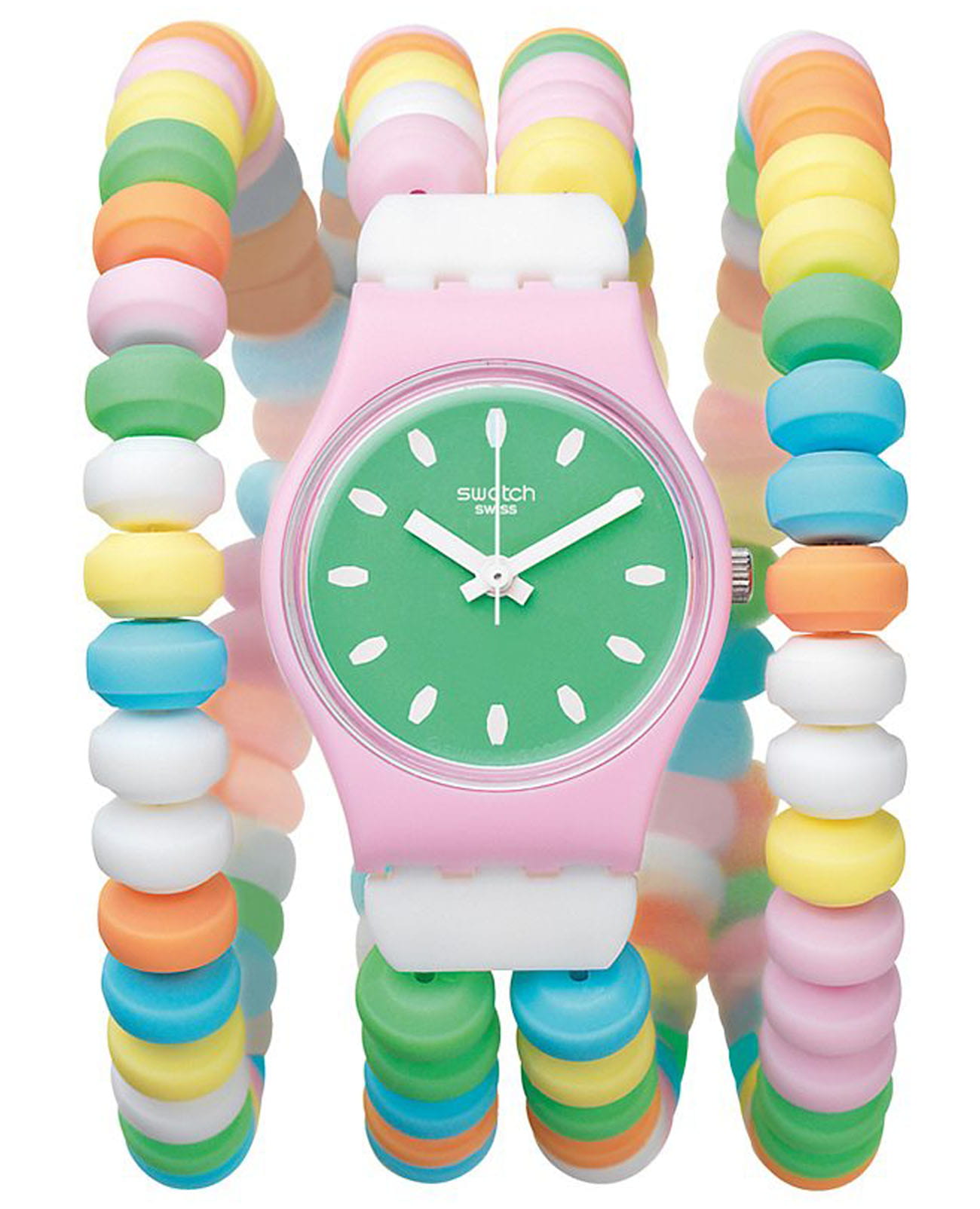 Swatch Swatch Lady LP135A  LP135A кварцевые женские часы зеленый циферблат, браслет пластик — вид спереди