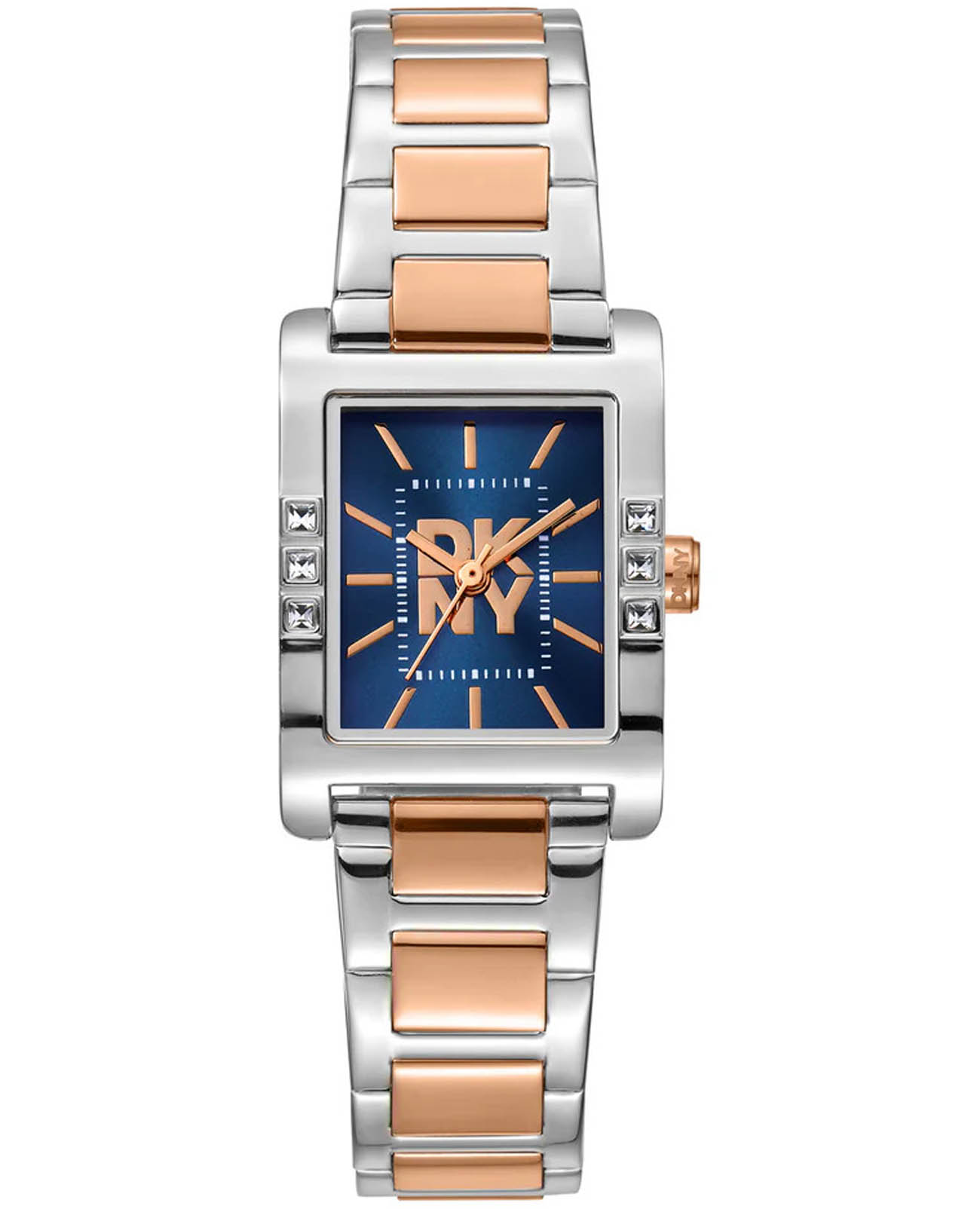 DKNY DKNY Westside Glitz DK1L008M0095  DK1L008M0095 кварцевые женские часы синий циферблат, браслет нержавеющая сталь с ip-покрытием — вид спереди
