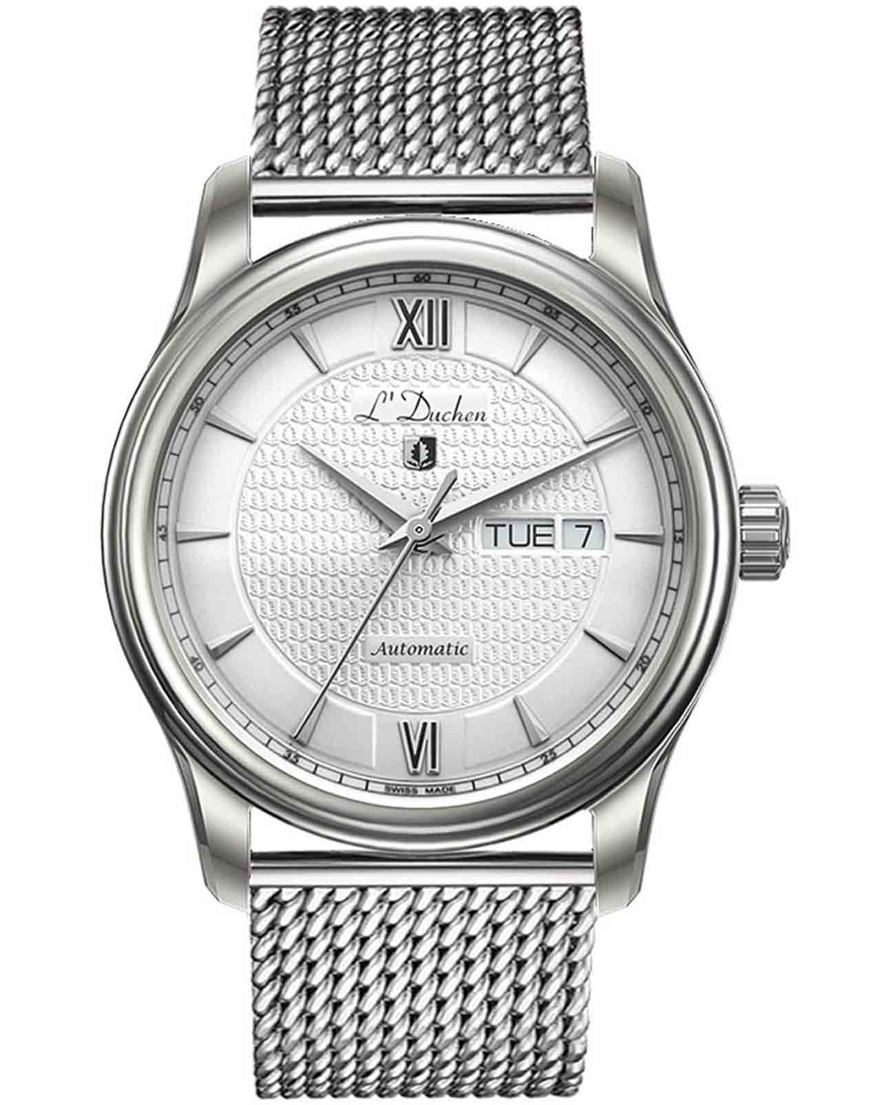 L'Duchen L'Duchen Tradition D 253.11.23 M  D 253.11.23 M механические мужские часы белый циферблат, браслет нержавеющая сталь — вид спереди