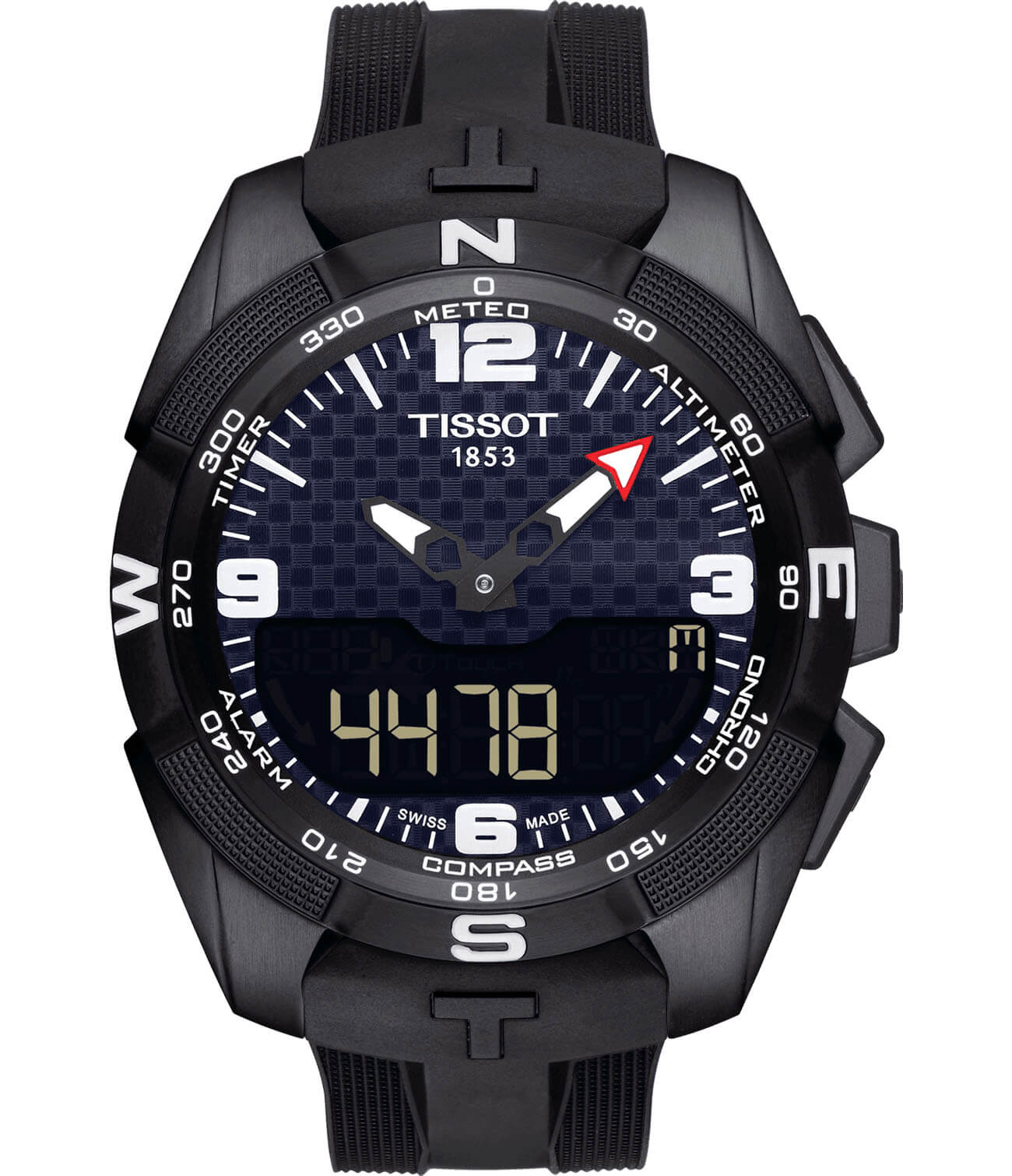 Tissot Tissot T-Touch Expert Solar Tour De France T091.420.47.057.04 T Touch T0914204705704 кварцевые мужские часы черный циферблат, браслет каучук — вид спереди